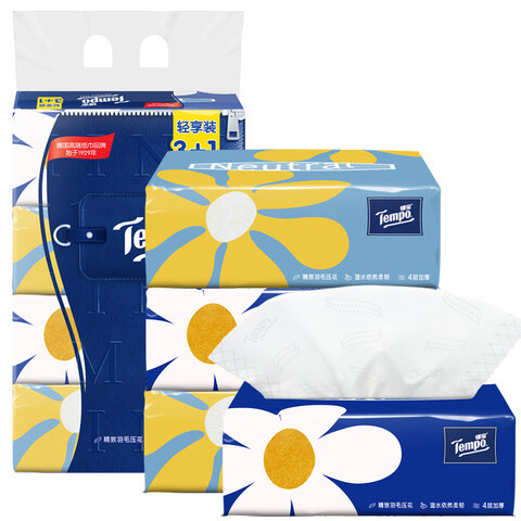 得宝(Tempo)抽纸 4层超厚经典无香家用纸巾软抽面巾纸80抽/包多规格可选 新品得宝(Tempo)抽纸 4层超厚经典无香家用纸巾软抽面巾纸 80抽/包
