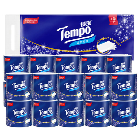 得宝(Tempo)卷纸 天鹅湖压花4层加厚160克10卷/20卷 天然无香有芯卷筒纸巾卫生纸